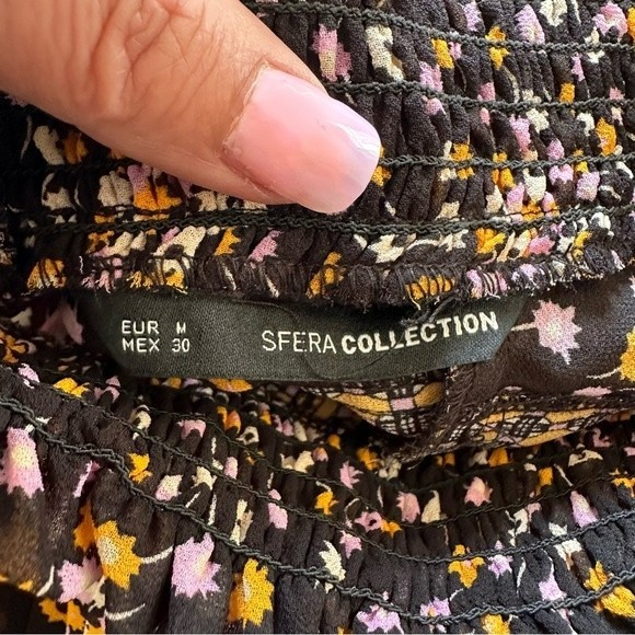 Boho Sfera Sheer Statement Sleeve Multi Colored Floral Blouse Top Size M - Picture 2 of 14